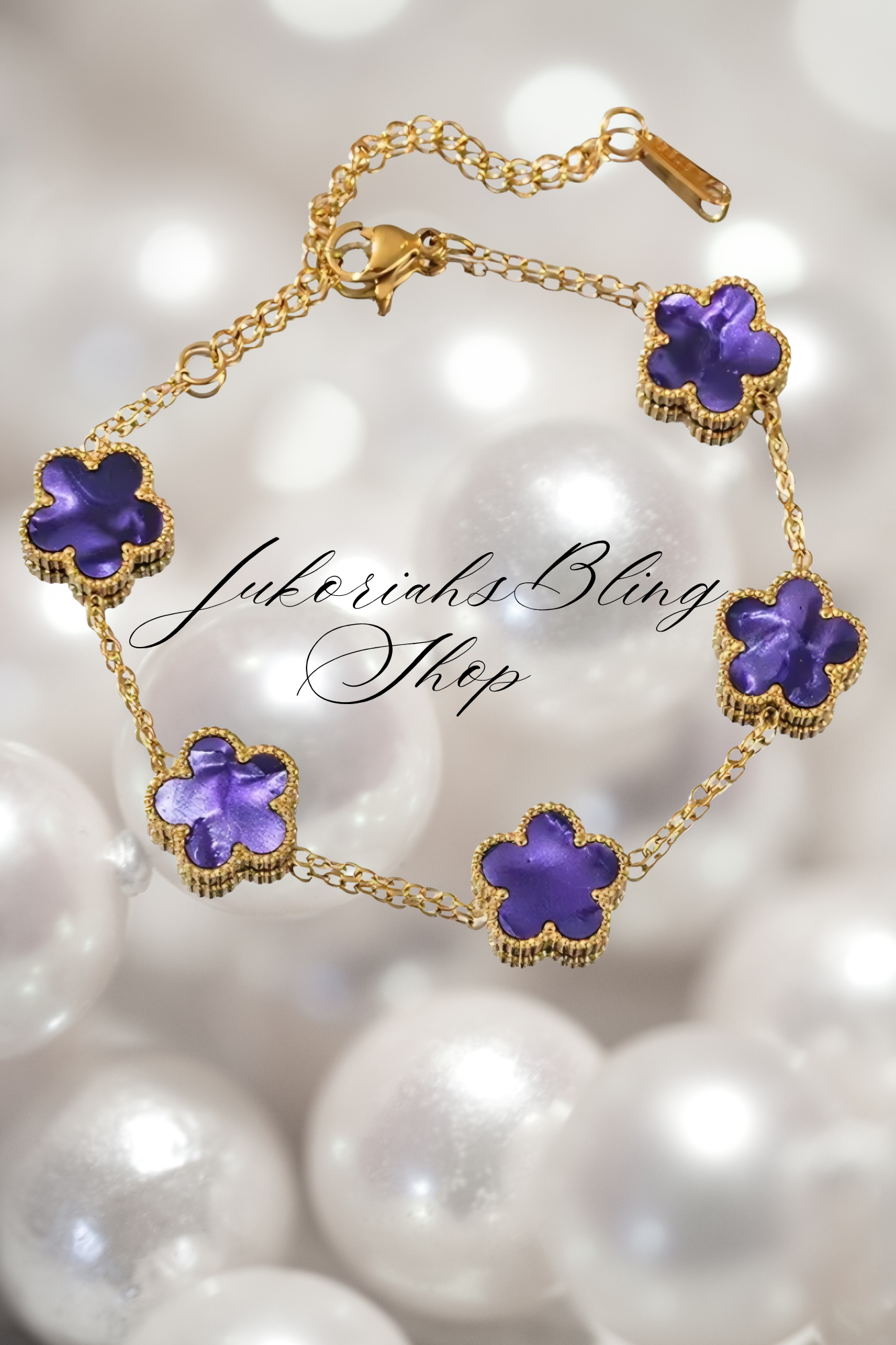 Four Leaf Clover Flower Charm Bracelet