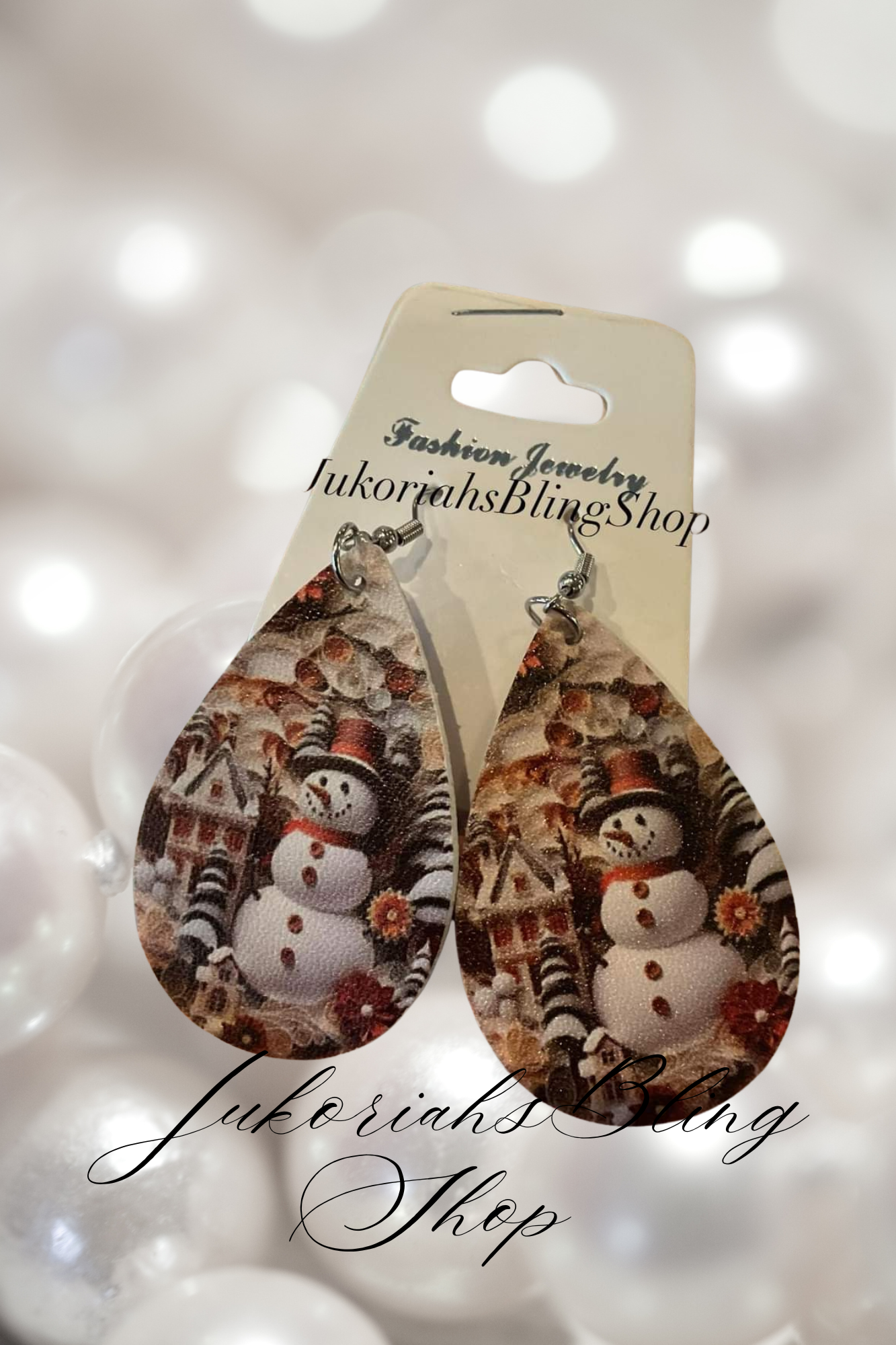 Snowman Christmas Earrings
