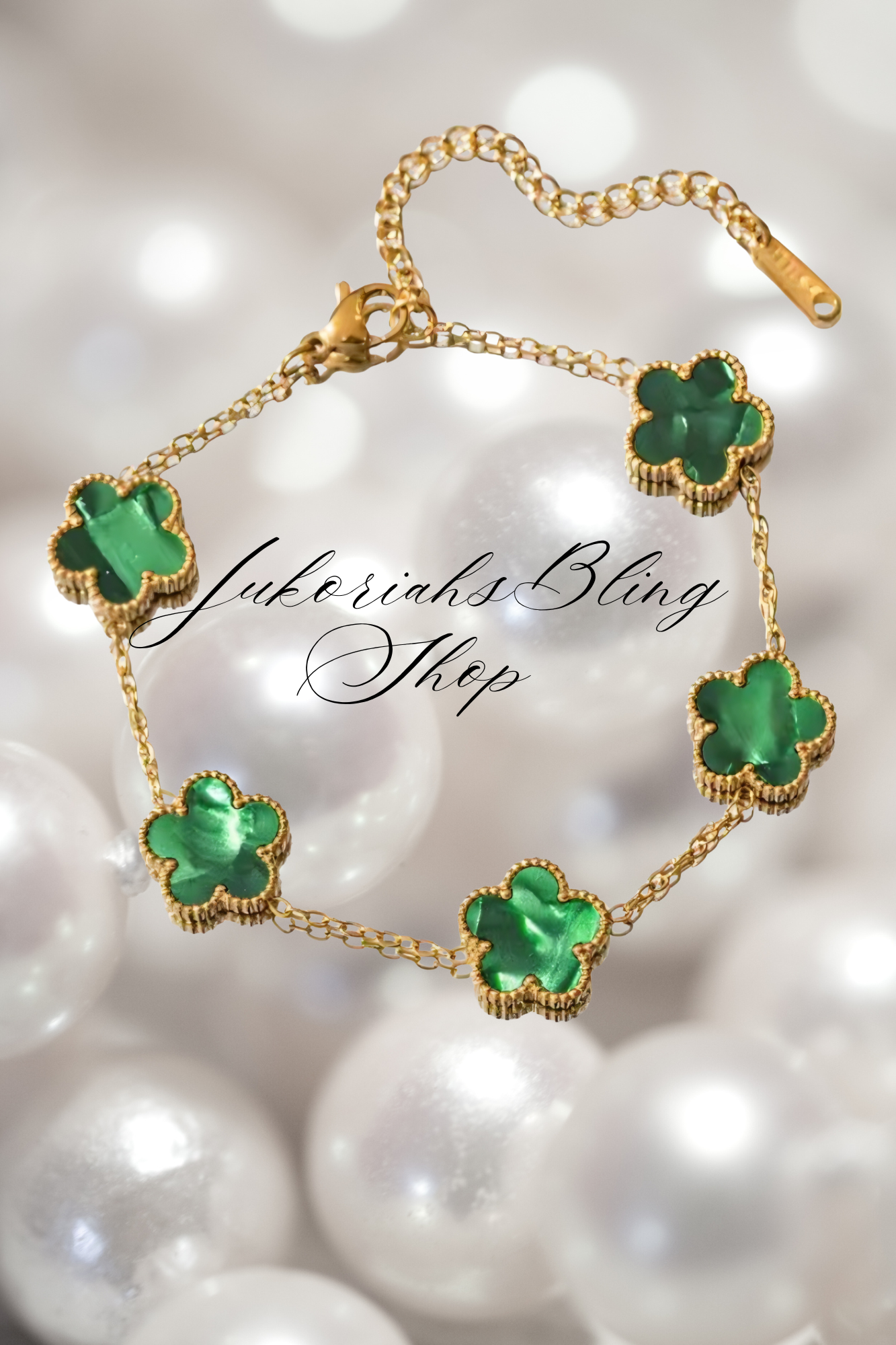 Four Leaf Clover Flower Charm Bracelet