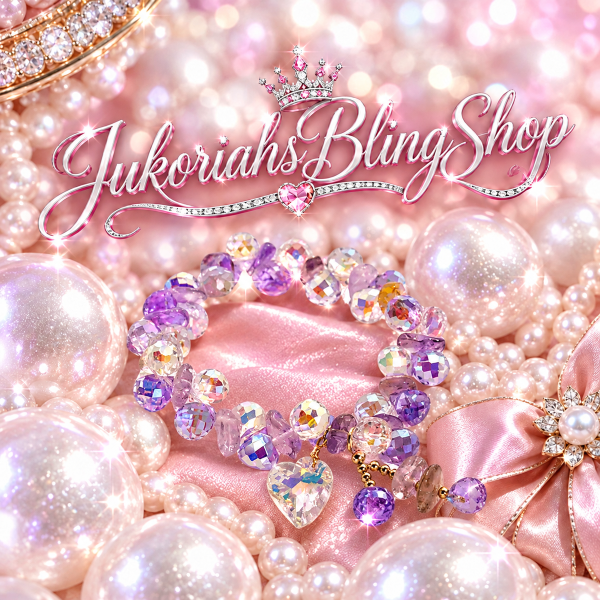 Purple Iridescent Beaded Charm Bracelet