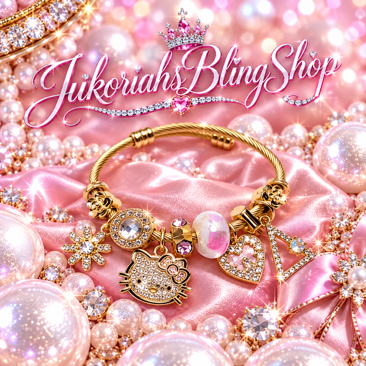 Bling Kitty Charm Bracelet