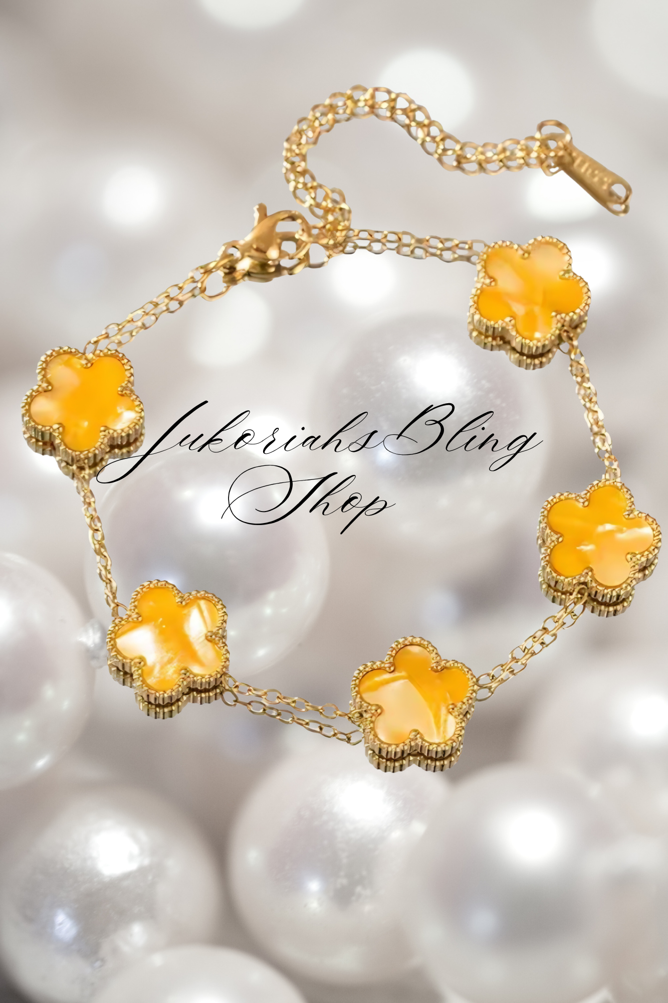 Four Leaf Clover Flower Charm Bracelet