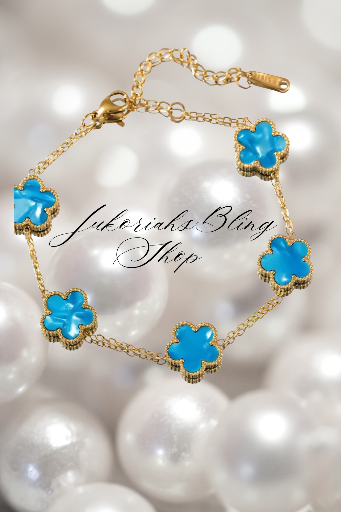 Four Leaf Clover Flower Charm Bracelet