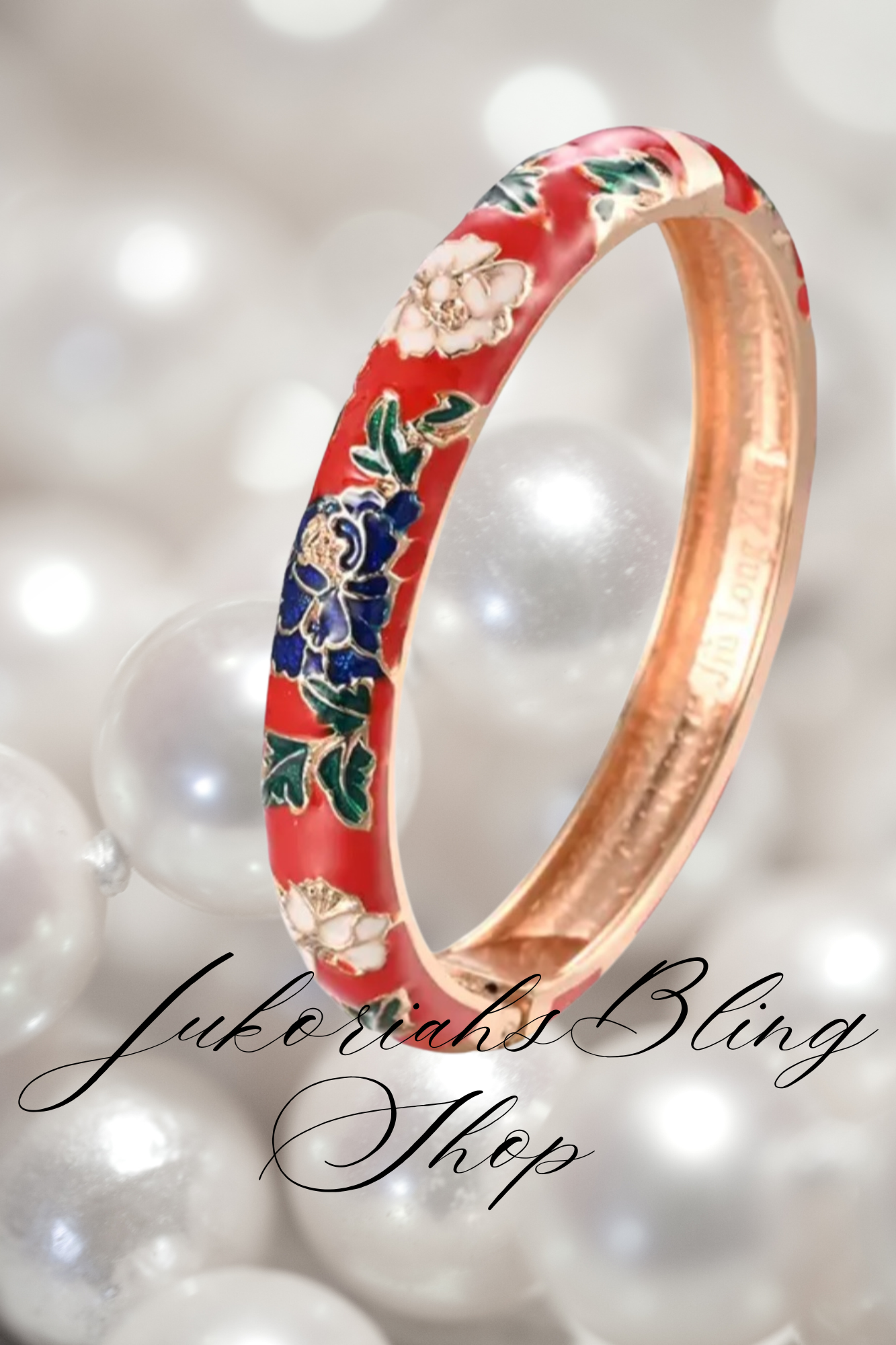 Boho Cloisonne Red Bangle  Bracelet