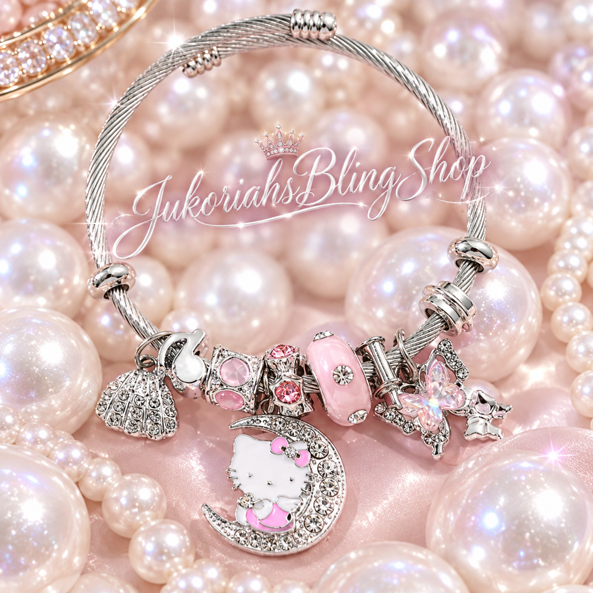 Bling Kitty Charm Bracelet