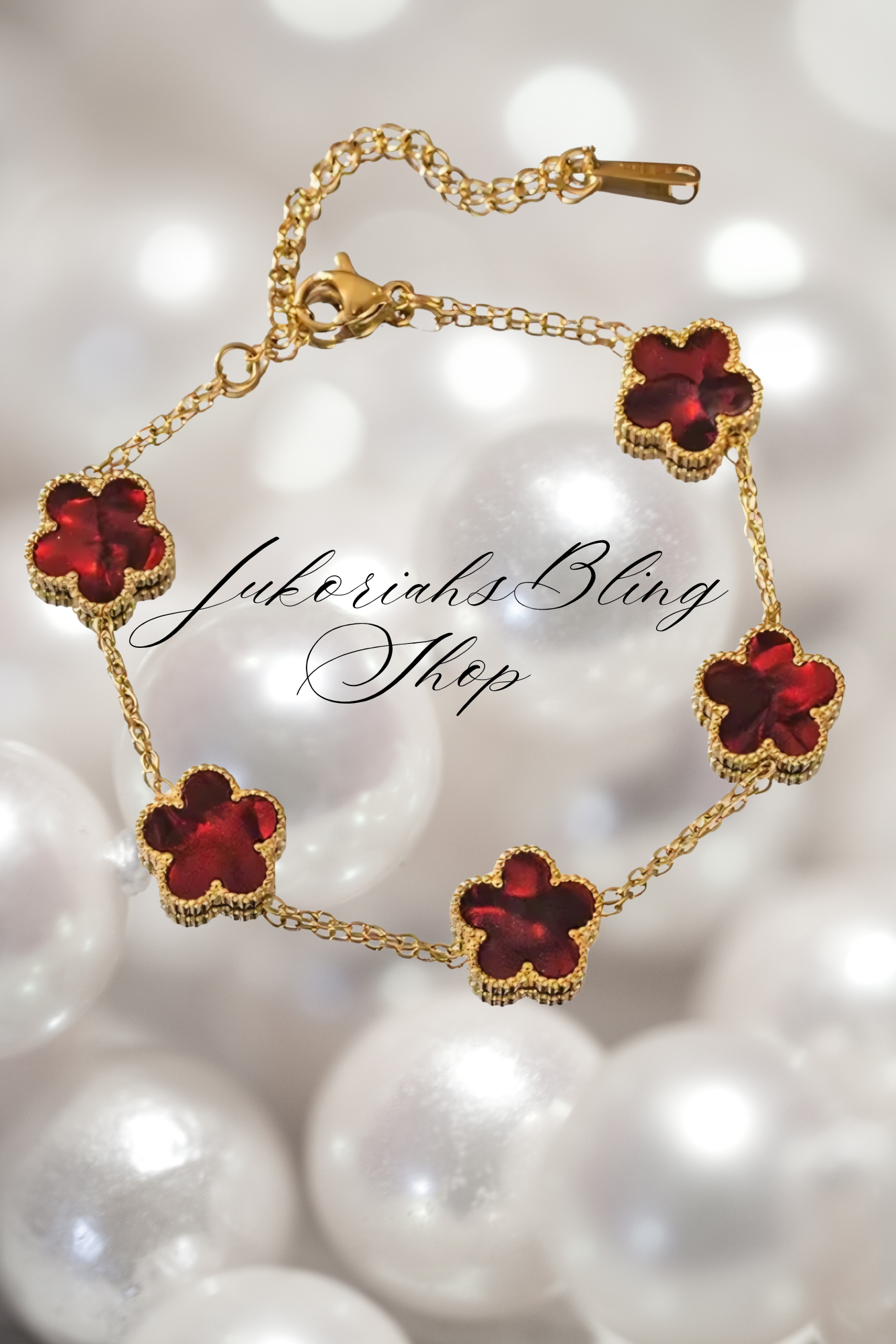 Four Leaf Clover Flower Charm Bracelet
