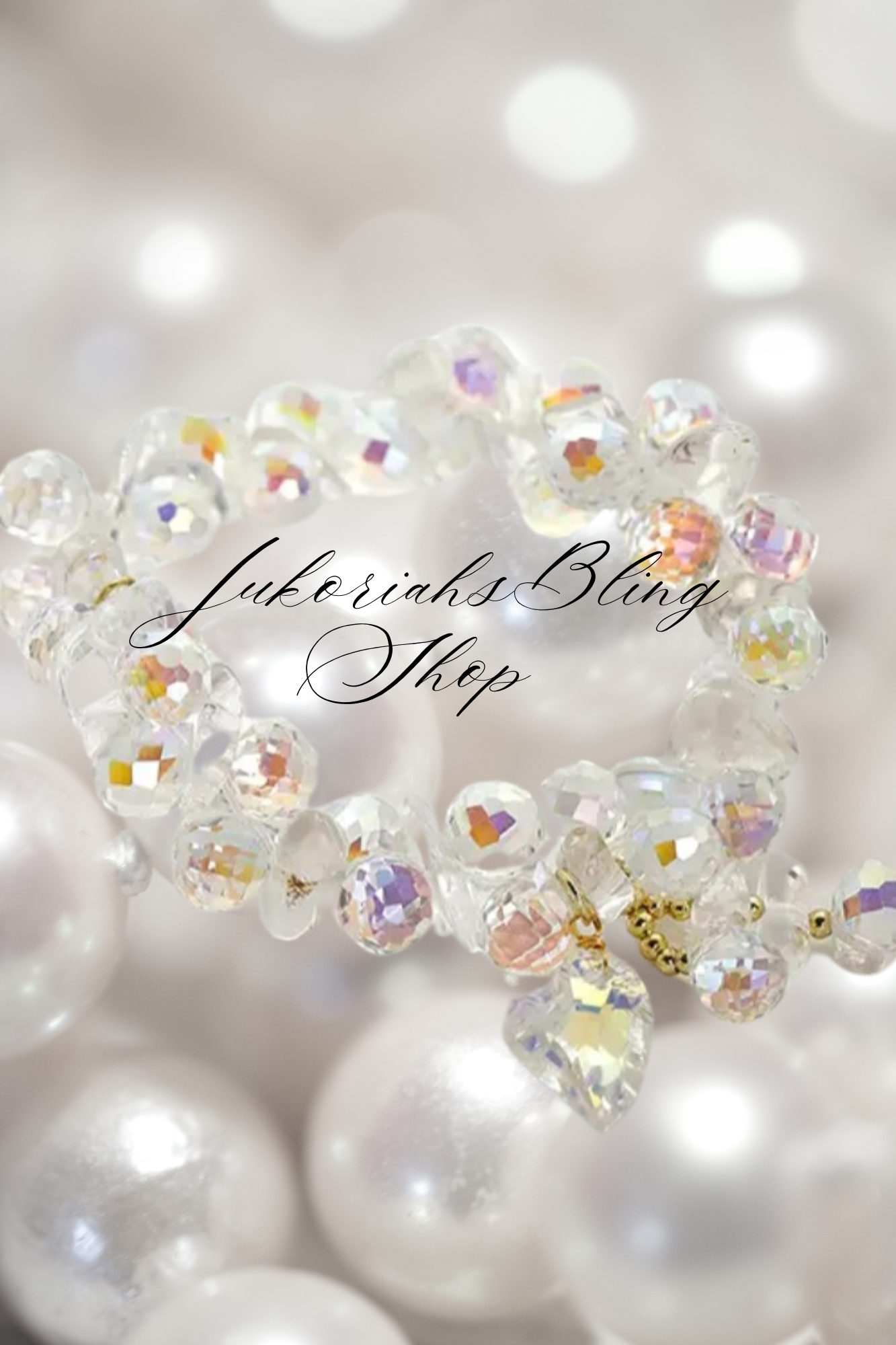 Crystal Iridescent Beaded Charm Bracelet