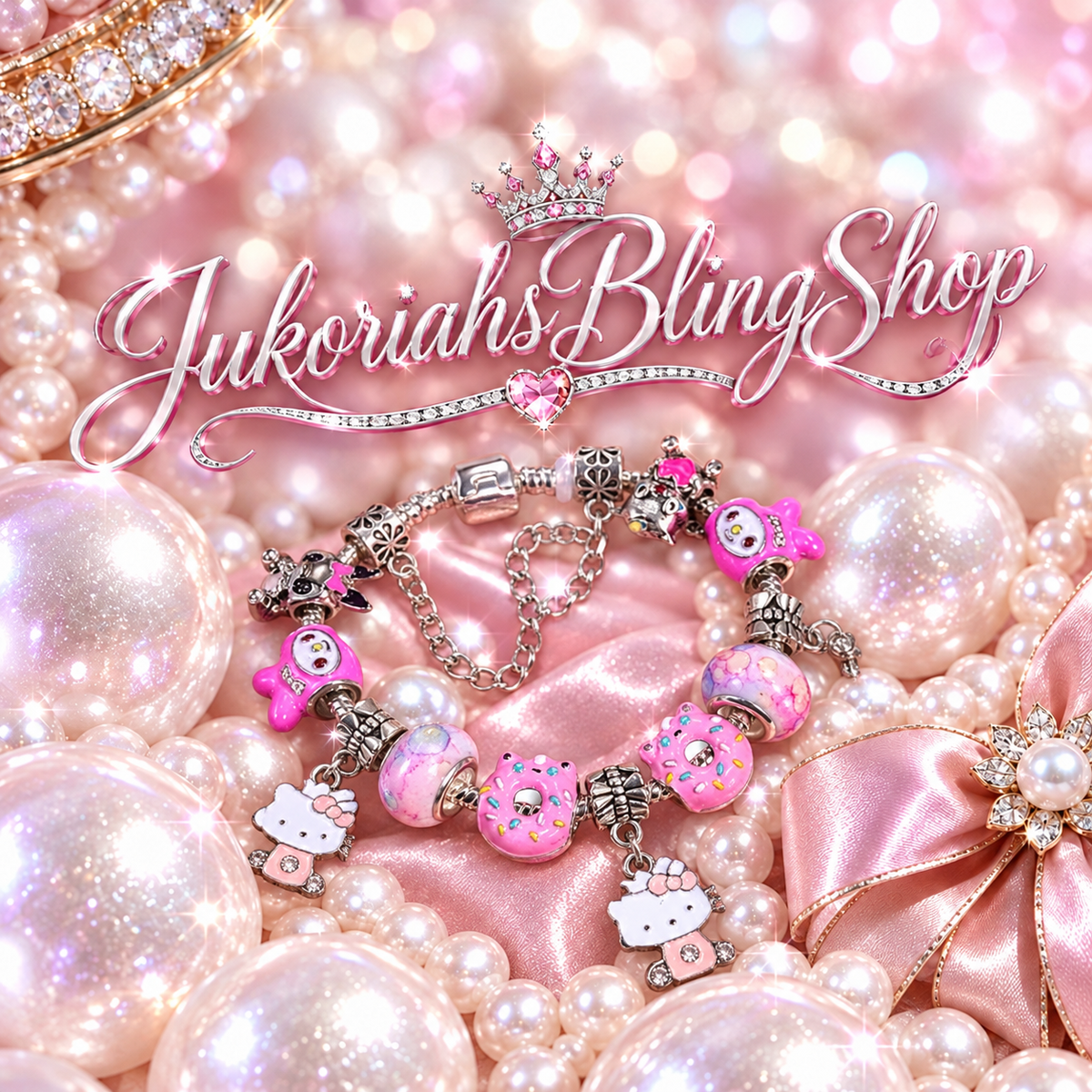 Bling Kitty Charm Bracelet