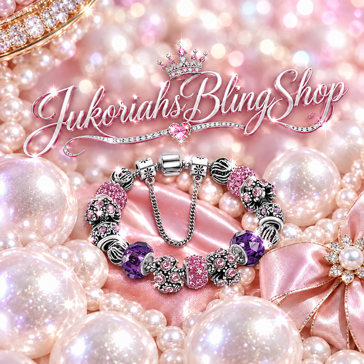 Bling Vintage Purple Charm Bracelet
