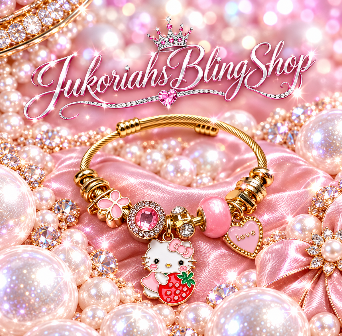 Bling Kitty Charm Bracelet