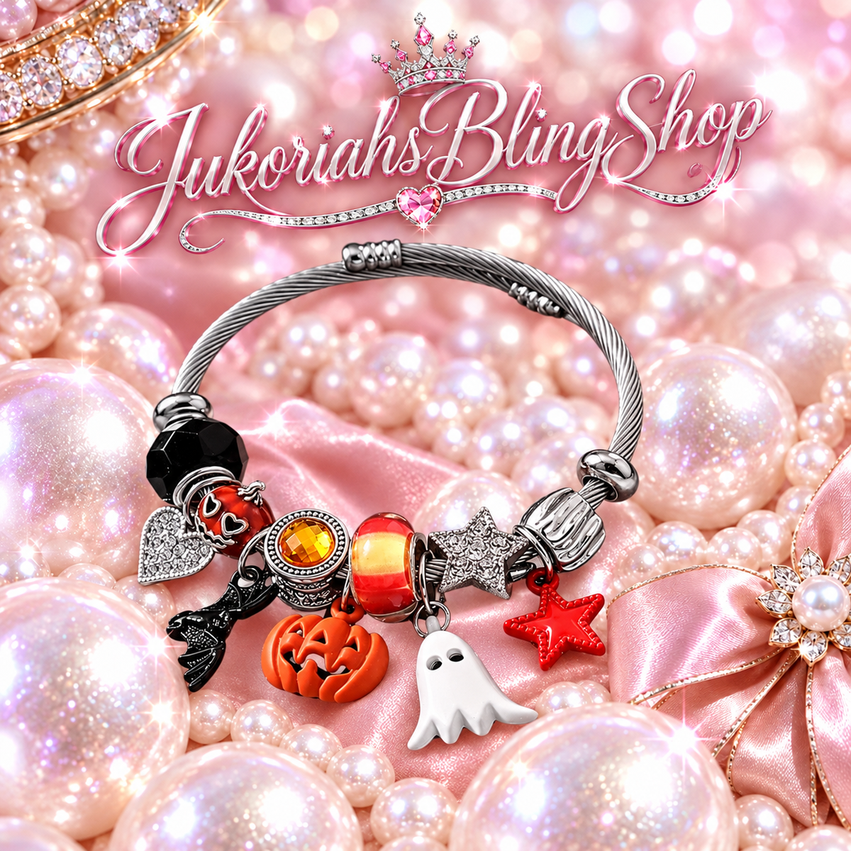 Halloween Ghost Charm Bracelet