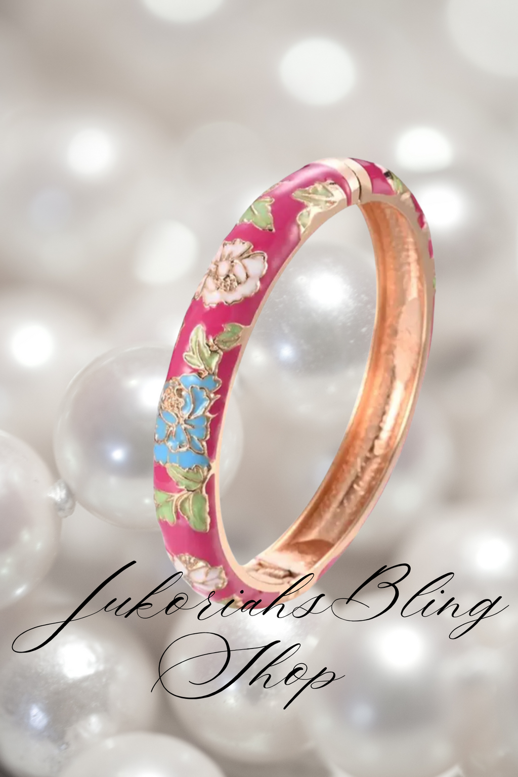 Boho Cloisonne Red Bangle  Bracelet