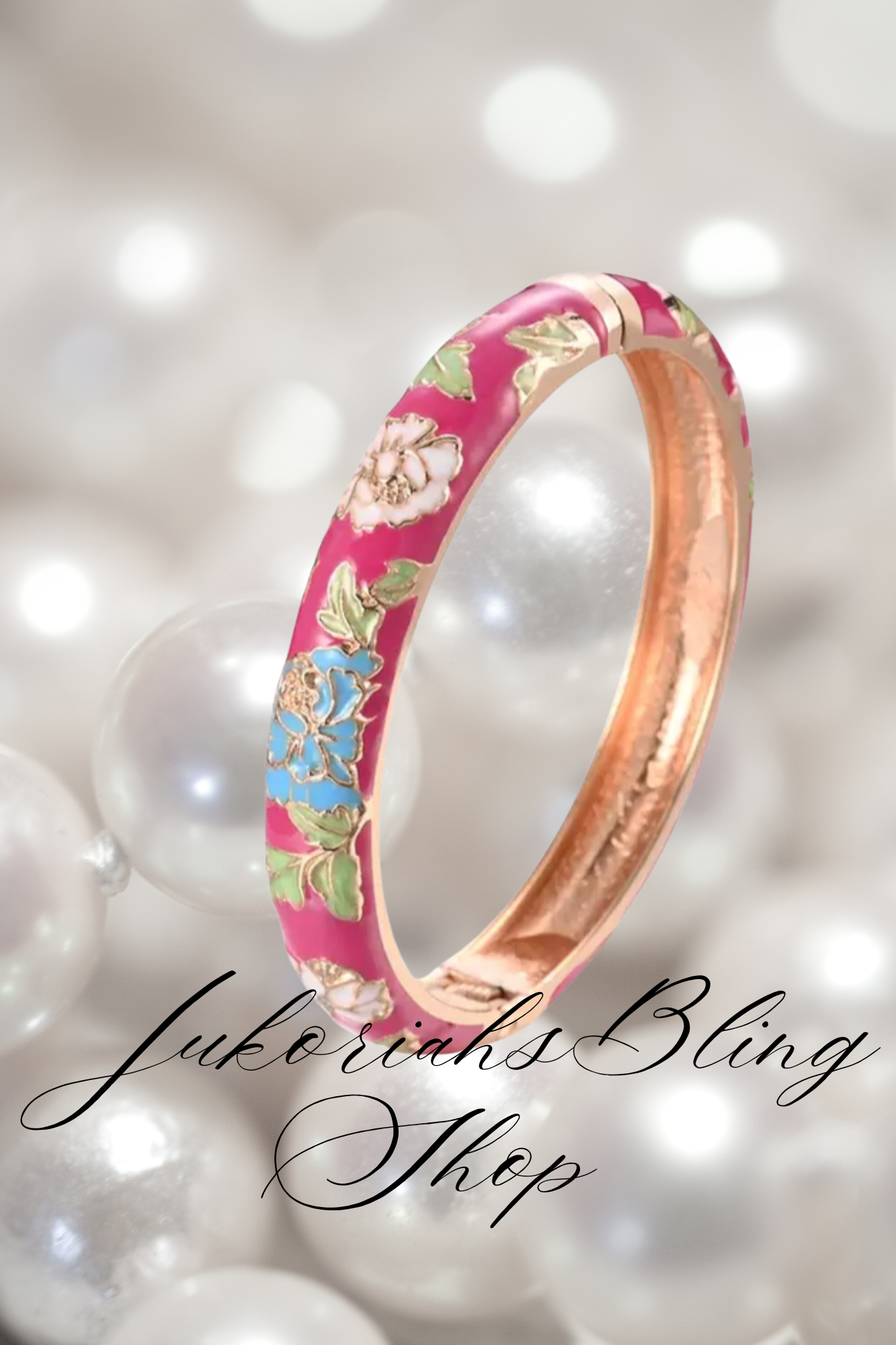 Boho Cloisonne Red Bangle  Bracelet