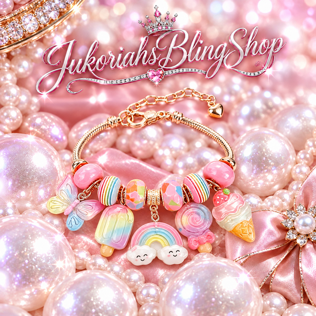 Bling Pink Love Candy Charm Bracelet