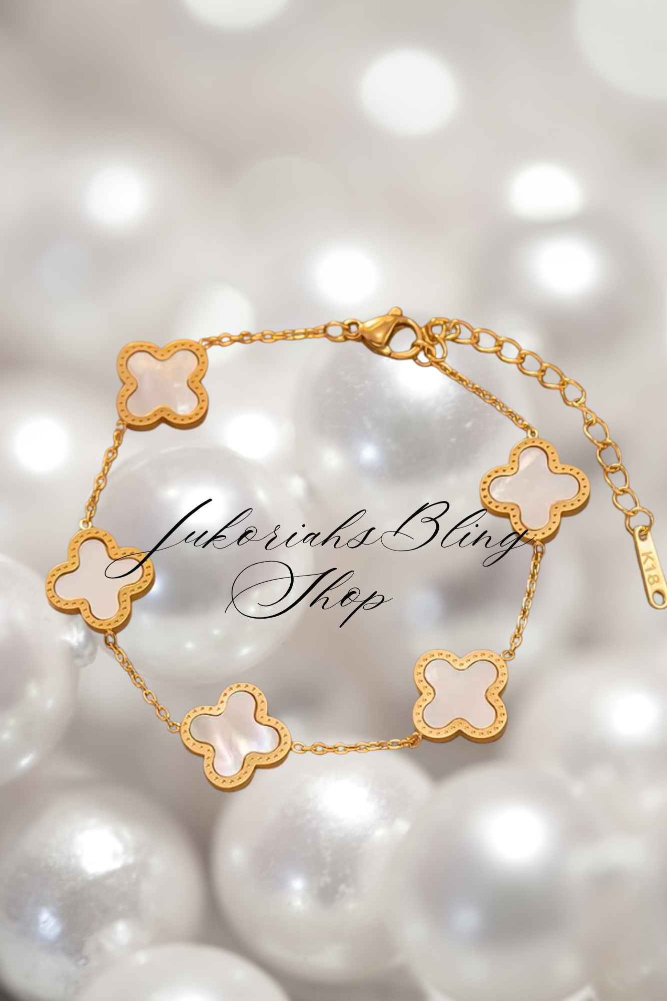 Four Leaf Clover Flower Charm Bracelet