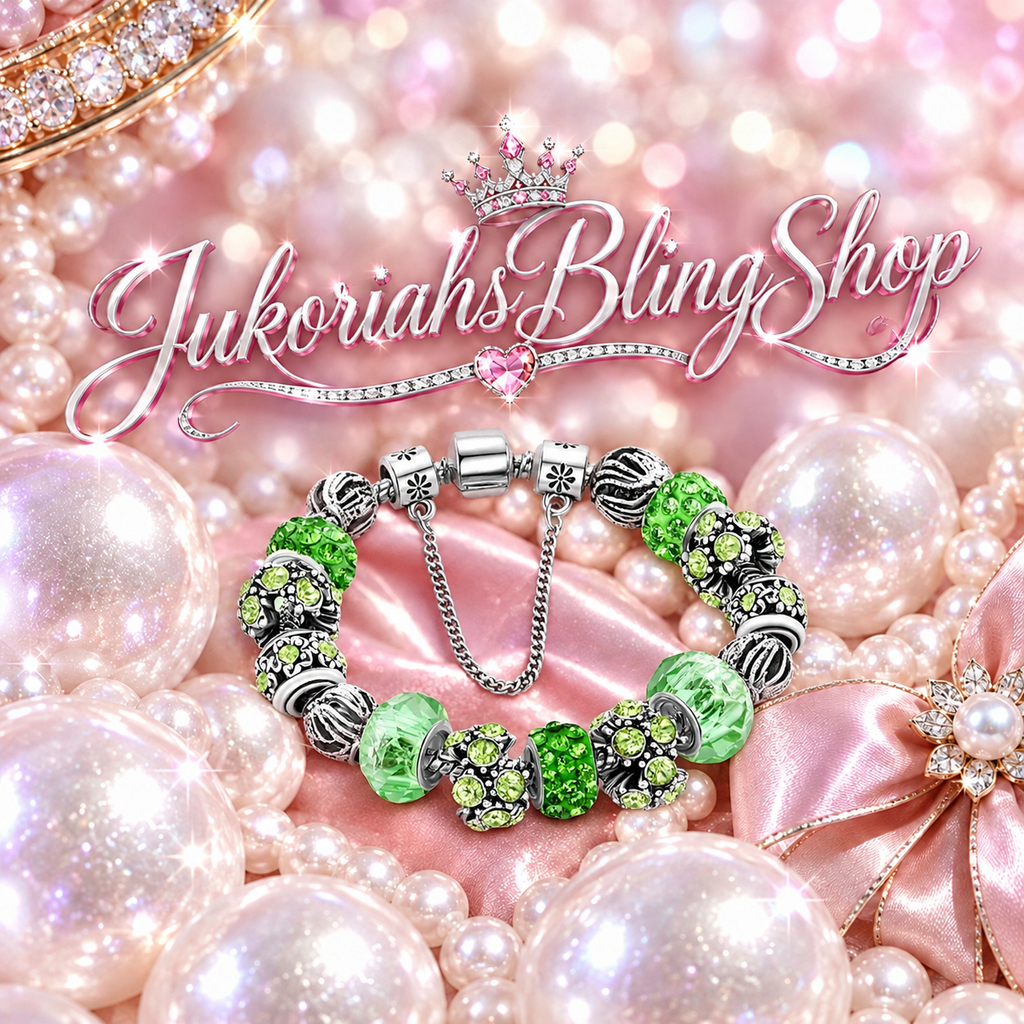 Bling Vintage Green Charm Bracelet