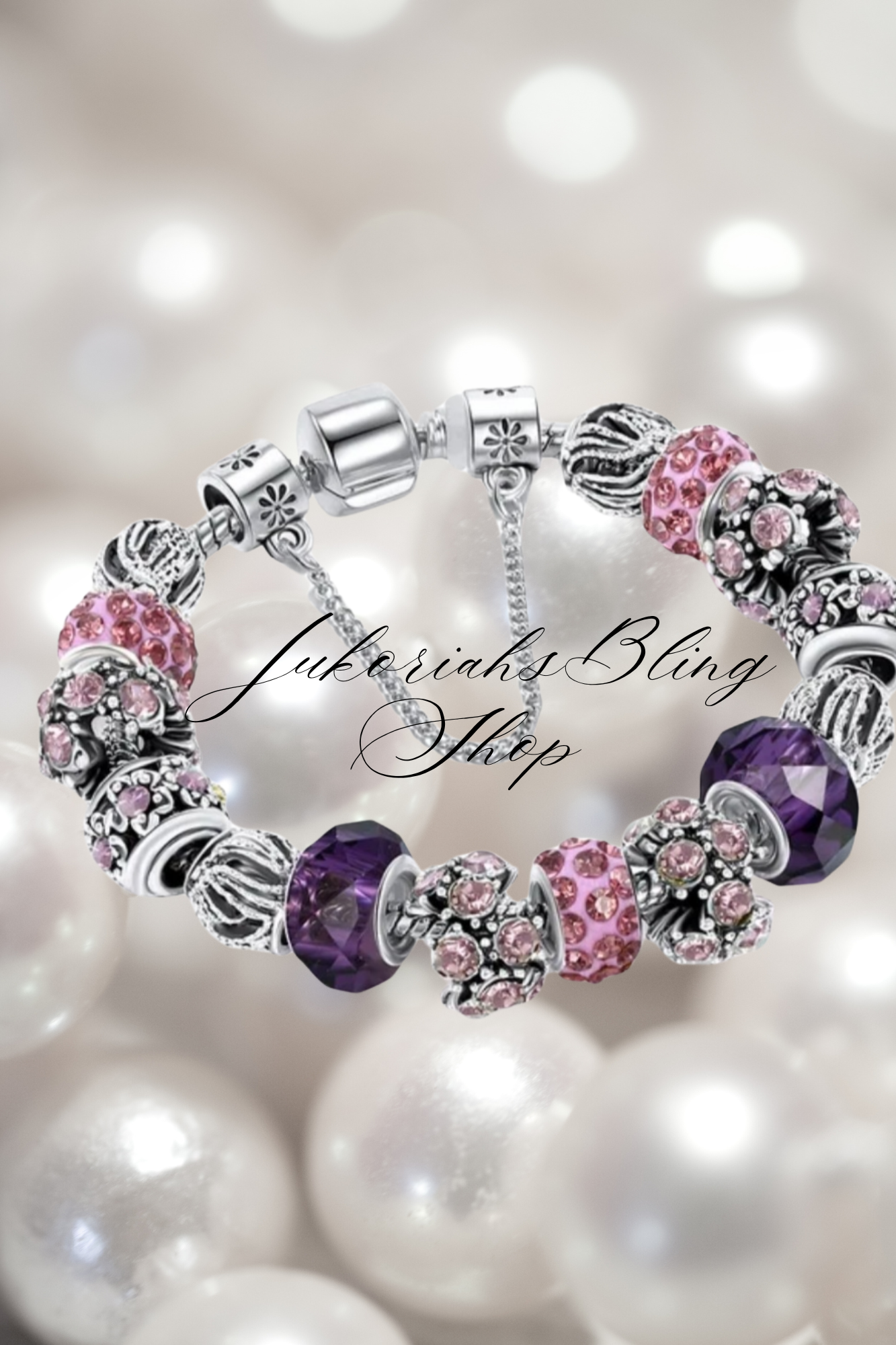 Bling Vintage Purple Charm Bracelet