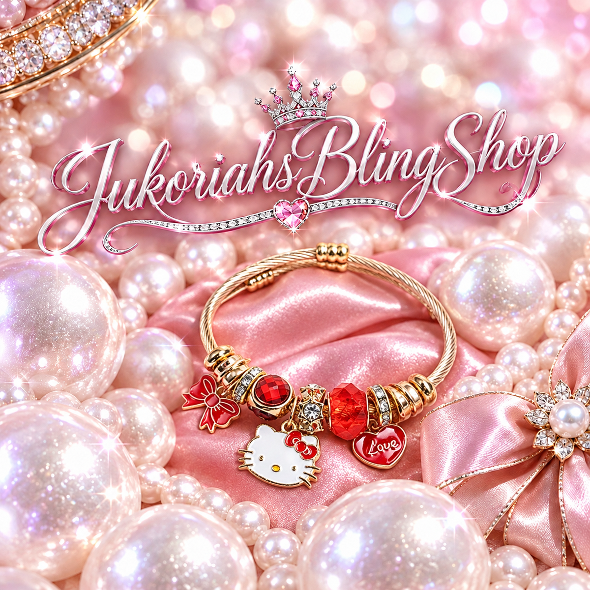 Bling Kitty Charm Bracelet