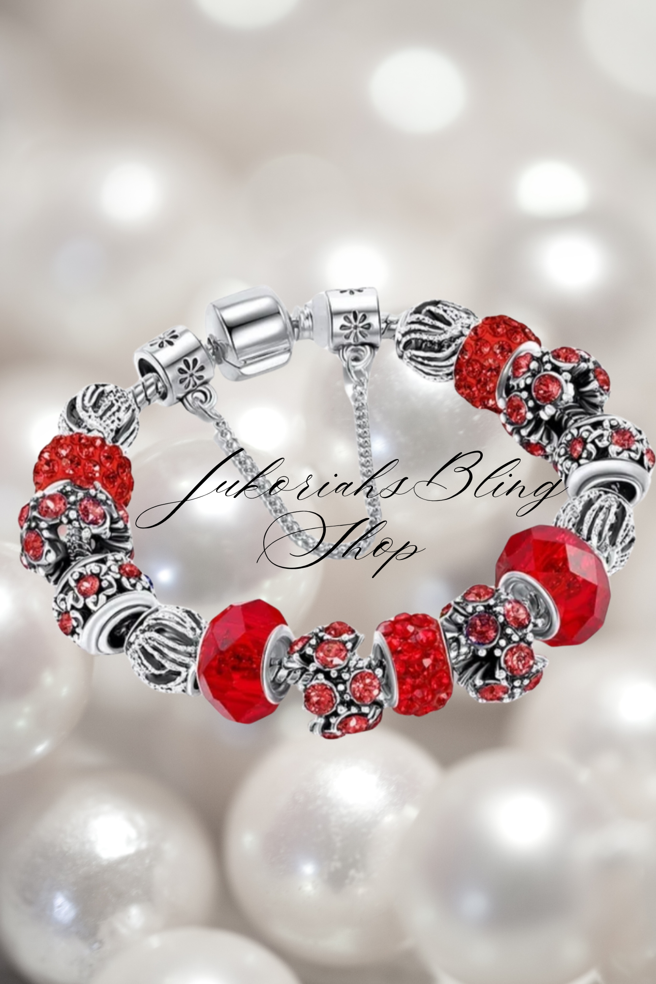 Bling Red Vintage Charm Bracelet