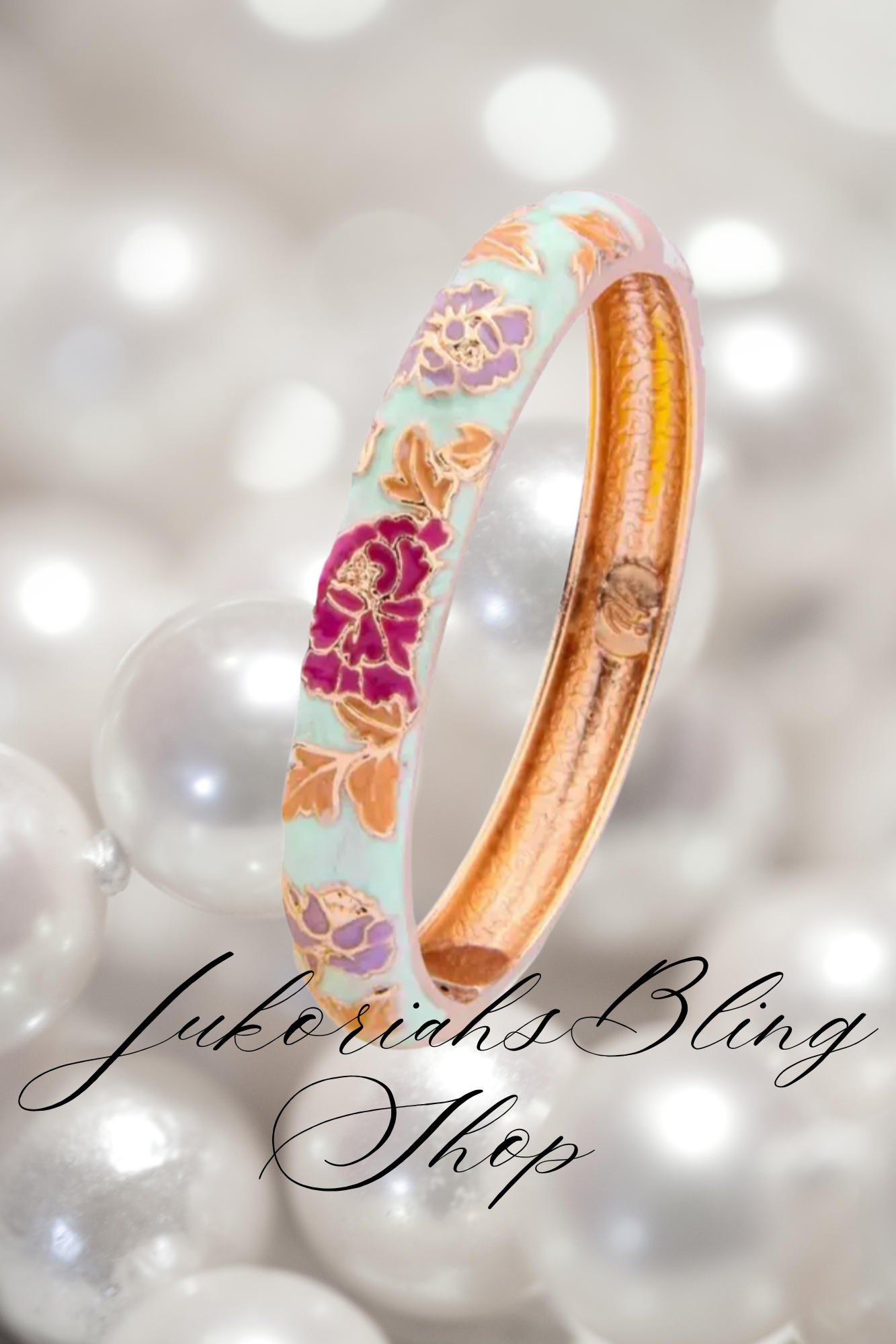 Boho Cloisonne Red Bangle  Bracelet
